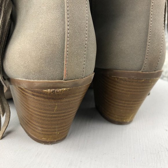 Circus Sam Edelman Women's Size 10M Lennon Grey Leather Fringe Ankle Booties - Picture 6 of 14